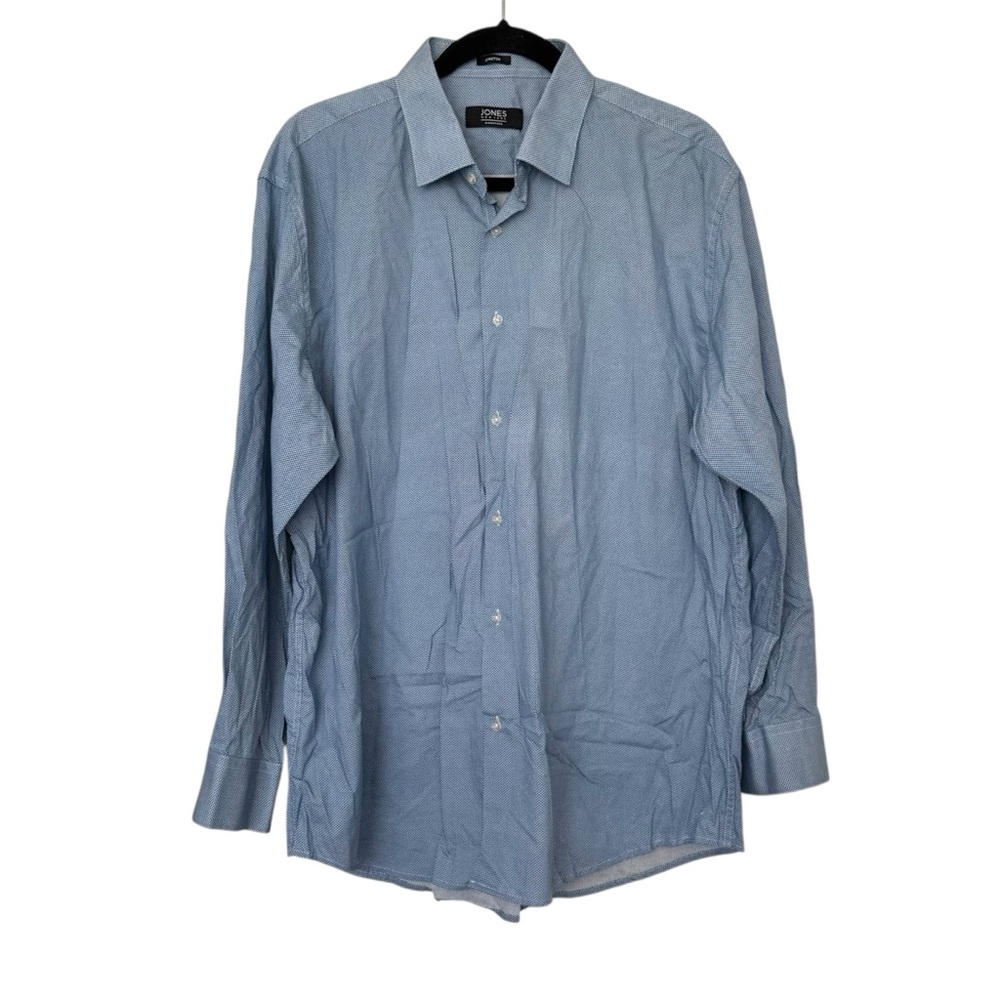 Jones New York Button Down Dress Shirt Blue & White